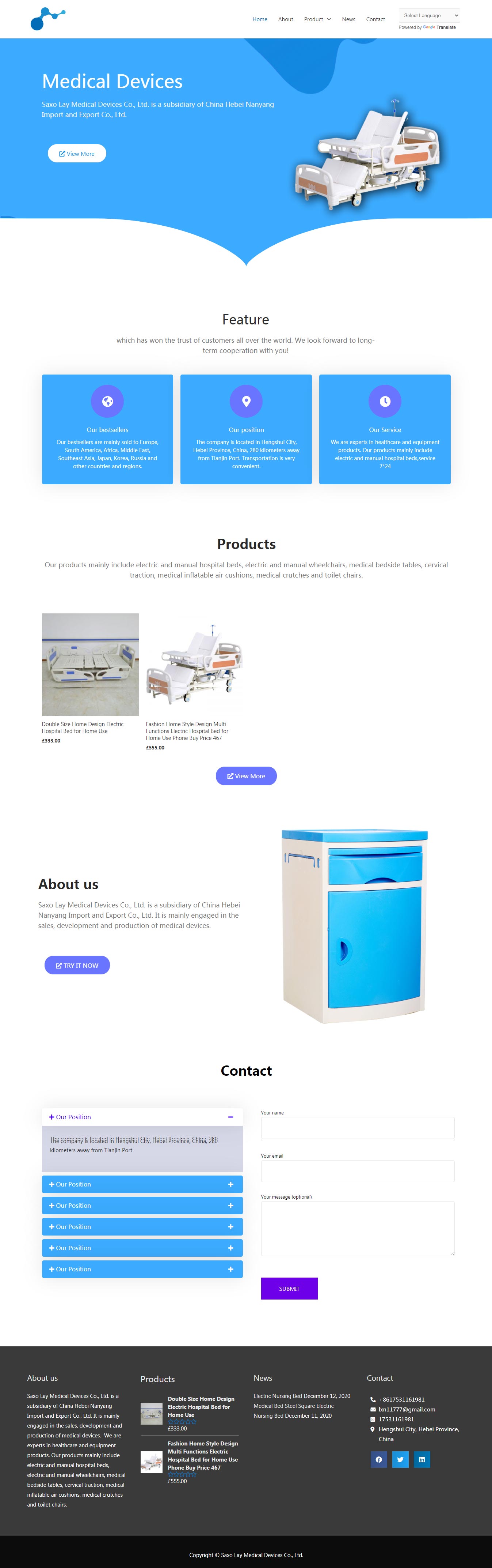 護(hù)理床病床電動(dòng)輪椅外貿(mào)網(wǎng)站案例